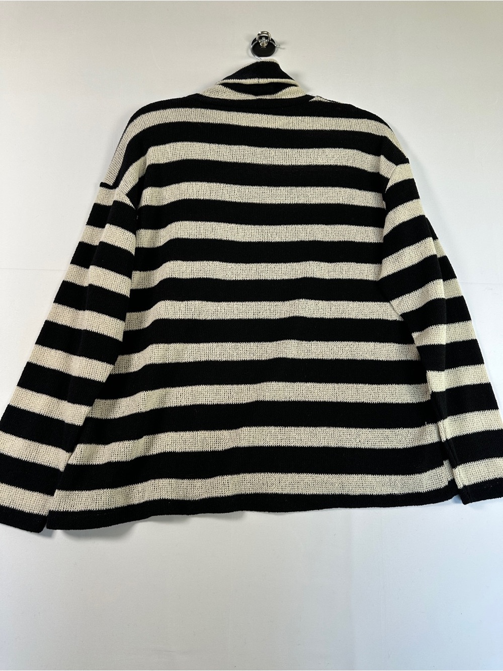 Zara Cream Black Striped Oversized Turtleneck Sweater Size S - Picture 5 of 6